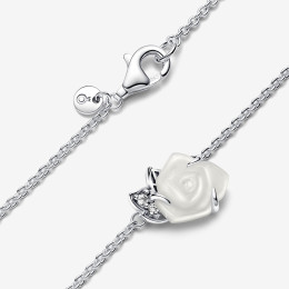 Le Collier Pandora rose blanche en fleur en argent 925/1000, 393206C01-45