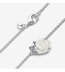 Le Collier Pandora rose blanche en fleur en argent 925/1000, 393206C01-45