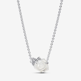 Collier Pandora rose blanche en fleur en argent 925/1000, 393206C01-45