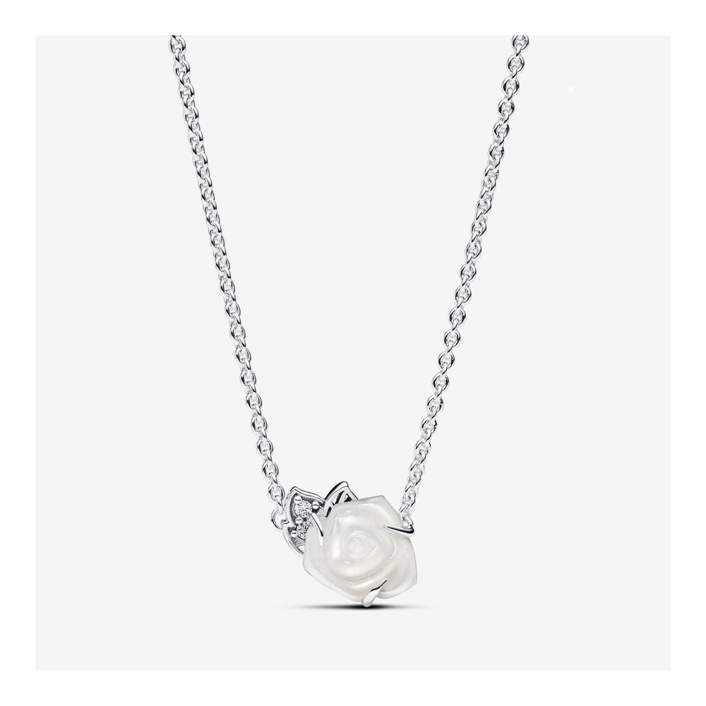 Collier Pandora rose blanche en fleur en argent 925/1000, 393206C01-45