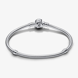 Le Bracelet Pandora Moments, mailles serpent, Rose in Bloom en argent 925/1000, 593211C00
