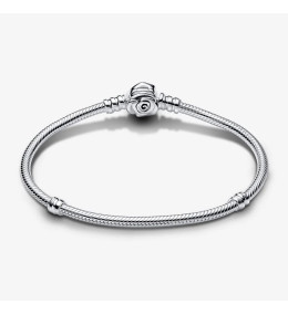 Le Bracelet Pandora Moments, mailles serpent, Rose in Bloom en argent 925/1000, 593211C00