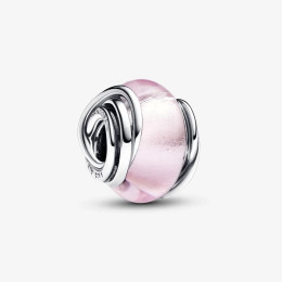 Le Charm Pandora moments en verre de Murano rose cerclé, en argent 925/1000, 793241C00