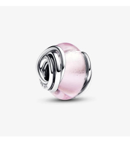 Le Charm Pandora moments en verre de Murano rose cerclé, en argent 925/1000, 793241C00