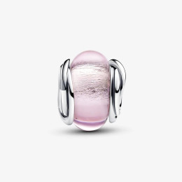 Charm Pandora moments en verre de Murano rose cerclé, en argent 925/1000, 793241C00