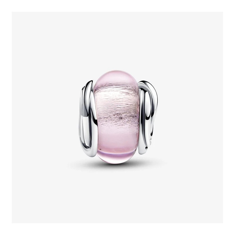 Charm Pandora moments en verre de Murano rose cerclé, en argent 925/1000, 793241C00