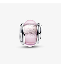 Charm Pandora moments en verre de Murano rose cerclé, en argent 925/1000, 793241C00