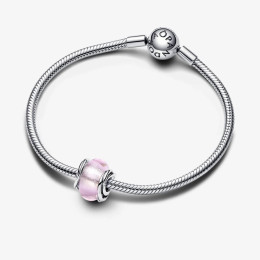 Le Charm Pandora moments en verre de Murano rose cerclé, en argent 925/1000, 793241C00