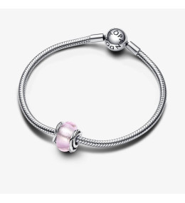 Le Charm Pandora moments en verre de Murano rose cerclé, en argent 925/1000, 793241C00