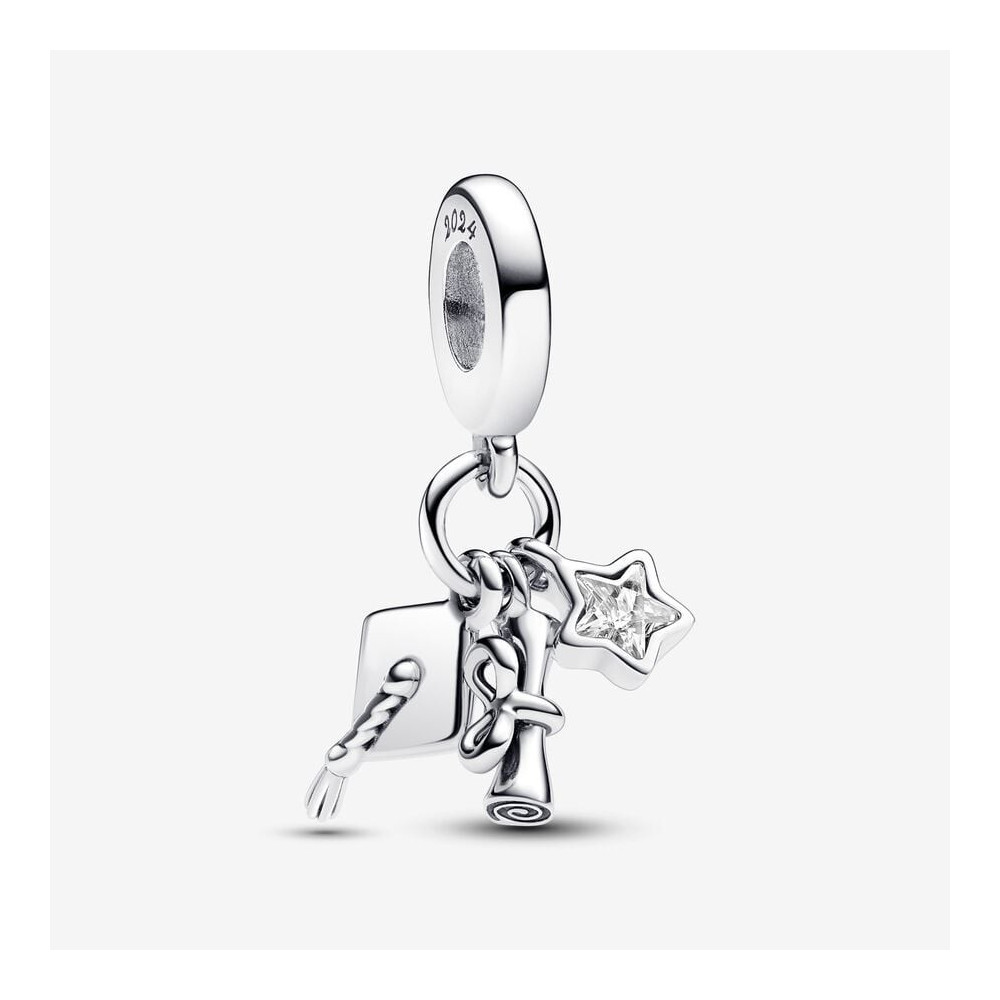 Charm Pandora moments pendentif triple Remise de diplôme 2024, en argent 925/1000, 793240C01