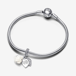 Le Charm Pandora moments double pendentif rose blanche en fleurs, en argent 925/1000, 793200C01