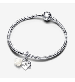Le Charm Pandora moments double pendentif rose blanche en fleurs, en argent 925/1000, 793200C01