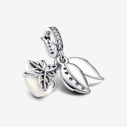 Le Charm Pandora moments double pendentif rose blanche en fleurs, en argent 925/1000, 793200C01