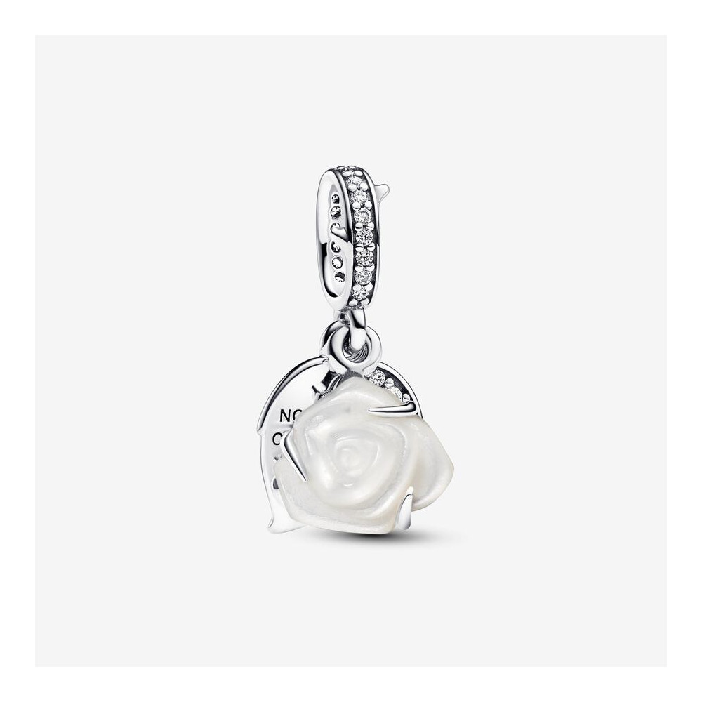 Charm Pandora moments double pendentif rose blanche en fleurs, en argent 925/1000, 793200C01