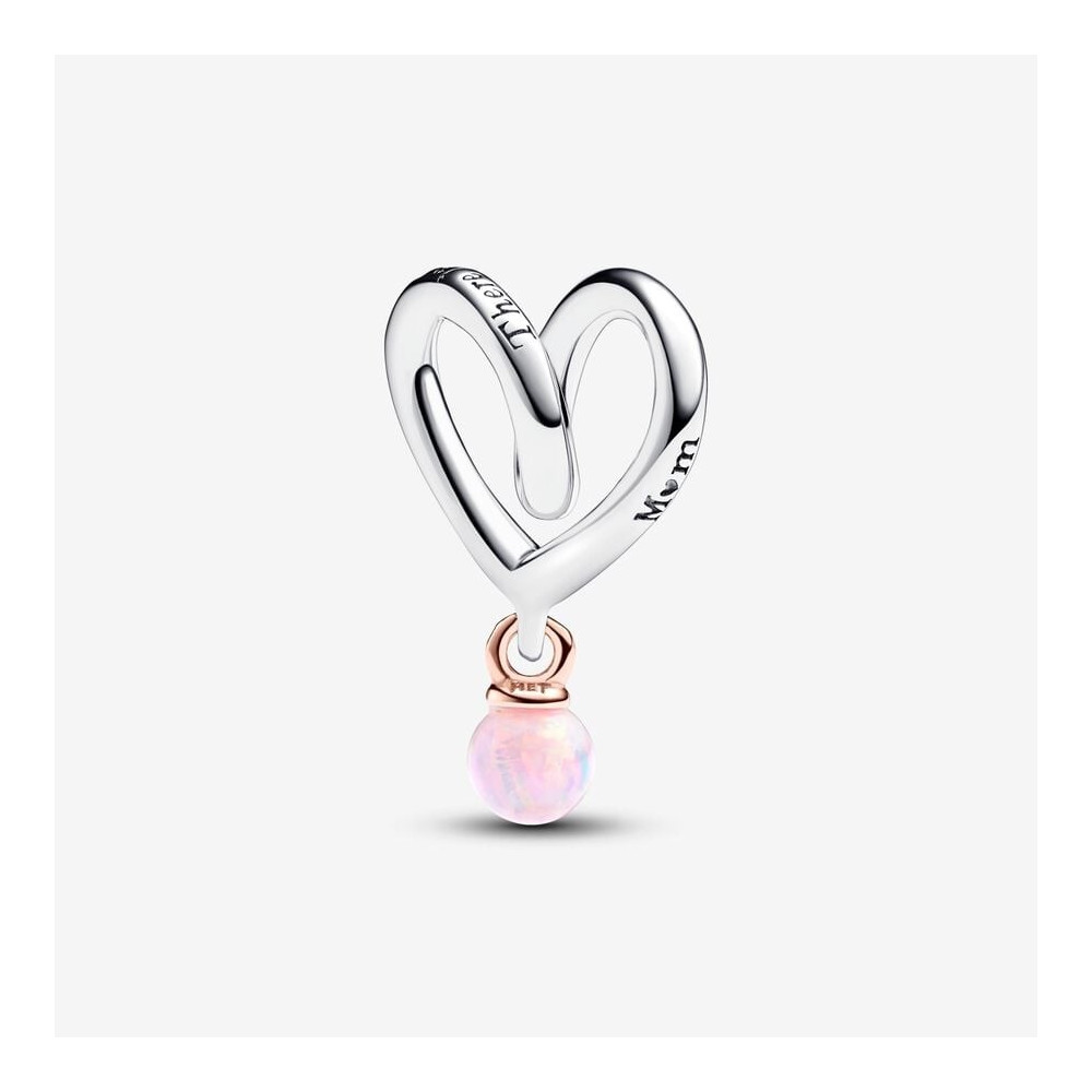Charm Pandora moments cœur enveloppé bicolore Mum, en argent 925/1000, 783242C01
