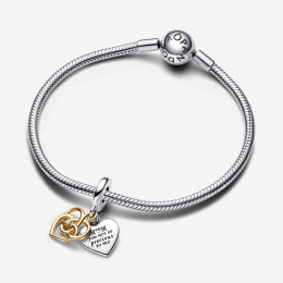 Le Charm Pandora moments double pendentif maman à graver avec diamants cultivés en laboratoire, en argent 925/1000, 763237C01