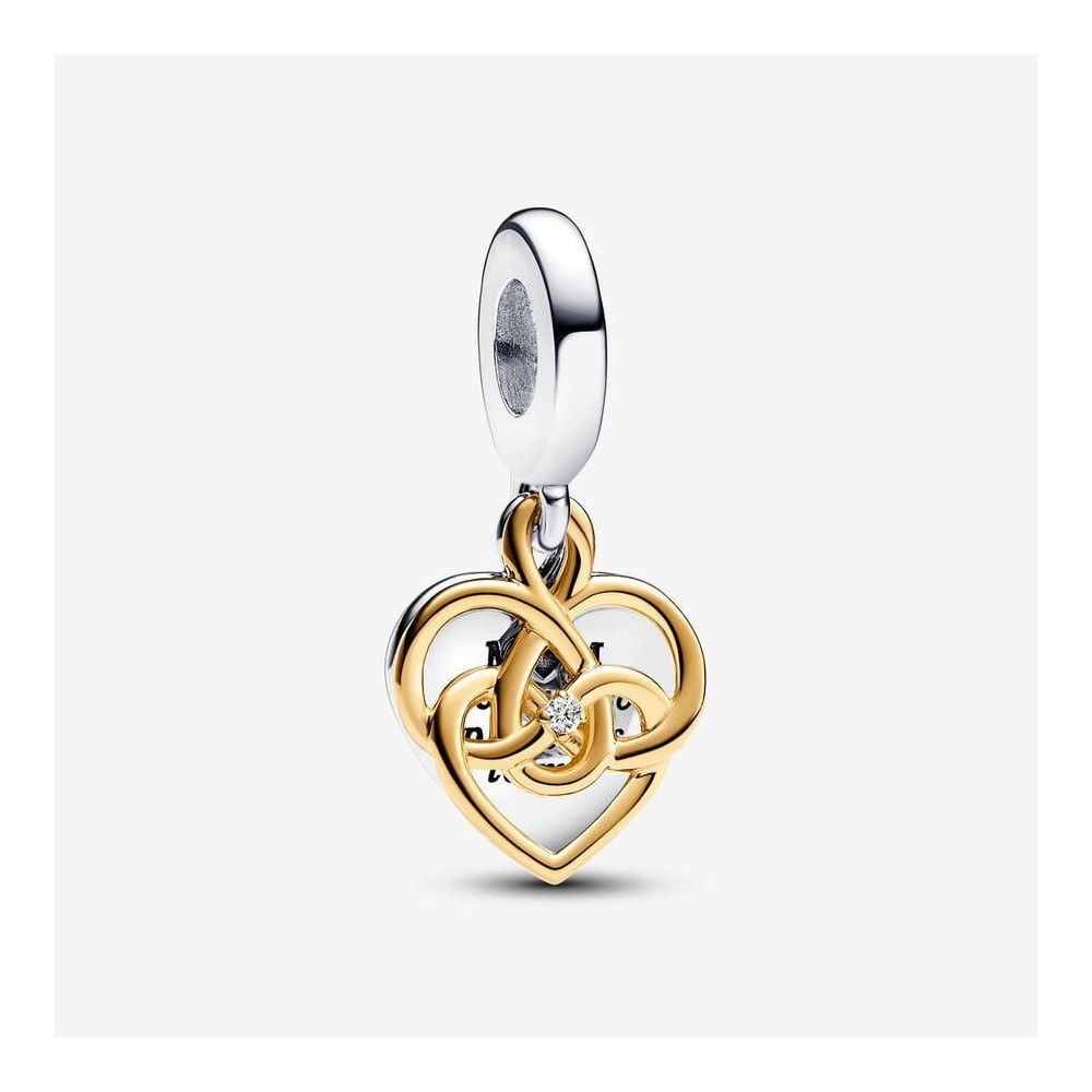 Charm Pandora moments double pendentif maman à graver avec diamants cultivés en laboratoire, en argent 925/1000, 763237C01