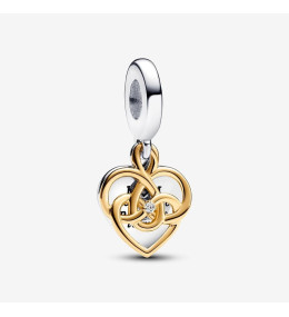 Charm Pandora moments double pendentif maman à graver avec diamants cultivés en laboratoire, en argent 925/1000, 763237C01