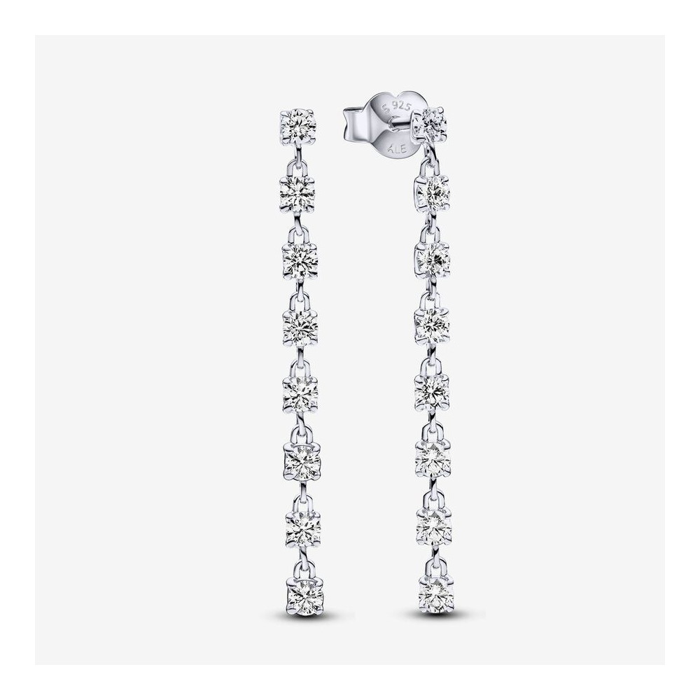 Boucles d'oreilles pendantes Pandora, 8 pierres étincelantes, en argent 925/1000, 293159C01