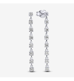 Boucles d'oreilles pendantes Pandora, 8 pierres étincelantes, en argent 925/1000, 293159C01