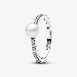 Bague Pandora, pavé et perle de culture d'eau douce, en argent 925/1000, 193158C01
