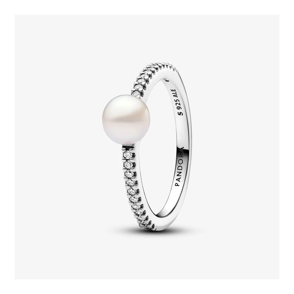Bague Pandora, pavé et perle de culture d'eau douce, en argent 925/1000, 193158C01