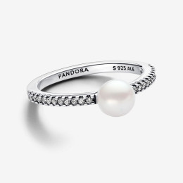 La Bague Pandora, pavé et perle de culture d'eau douce, en argent 925/1000, 193158C01