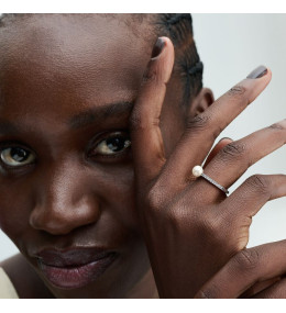 La Bague Pandora, pavé et perle de culture d'eau douce, en argent 925/1000, 193158C01