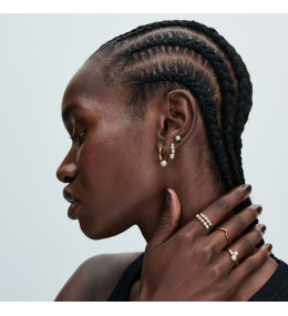 Les Boucles d'oreilles créoles Pandora, perles de culture d'eau douce, en métal doré or jaune 585/1000, 263170C01