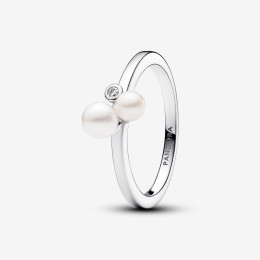 Bague Pandora, perles de culture d'eau douce en duo, en argent 925/1000, 193147C01