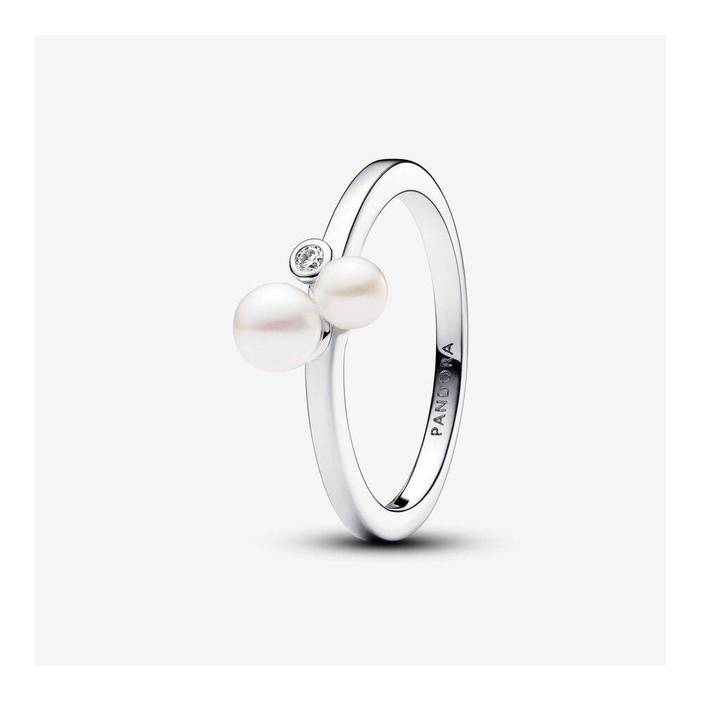 Bague Pandora, perles de culture d'eau douce en duo, en argent 925/1000, 193147C01