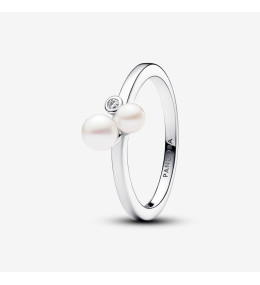 Bague Pandora, perles de culture d'eau douce en duo, en argent 925/1000, 193147C01