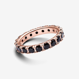 La Bague Pandora Timeless, d'éternité noireà rangée scintillante, en métal doré or rose 585/1000, 180050C02