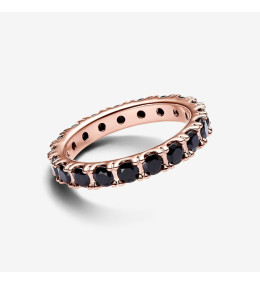 La Bague Pandora Timeless, d'éternité noireà rangée scintillante, en métal doré or rose 585/1000, 180050C02