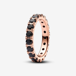 Bague Pandora Timeless, d'éternité noireà rangée scintillante, en métal doré or rose 585/1000, 180050C02
