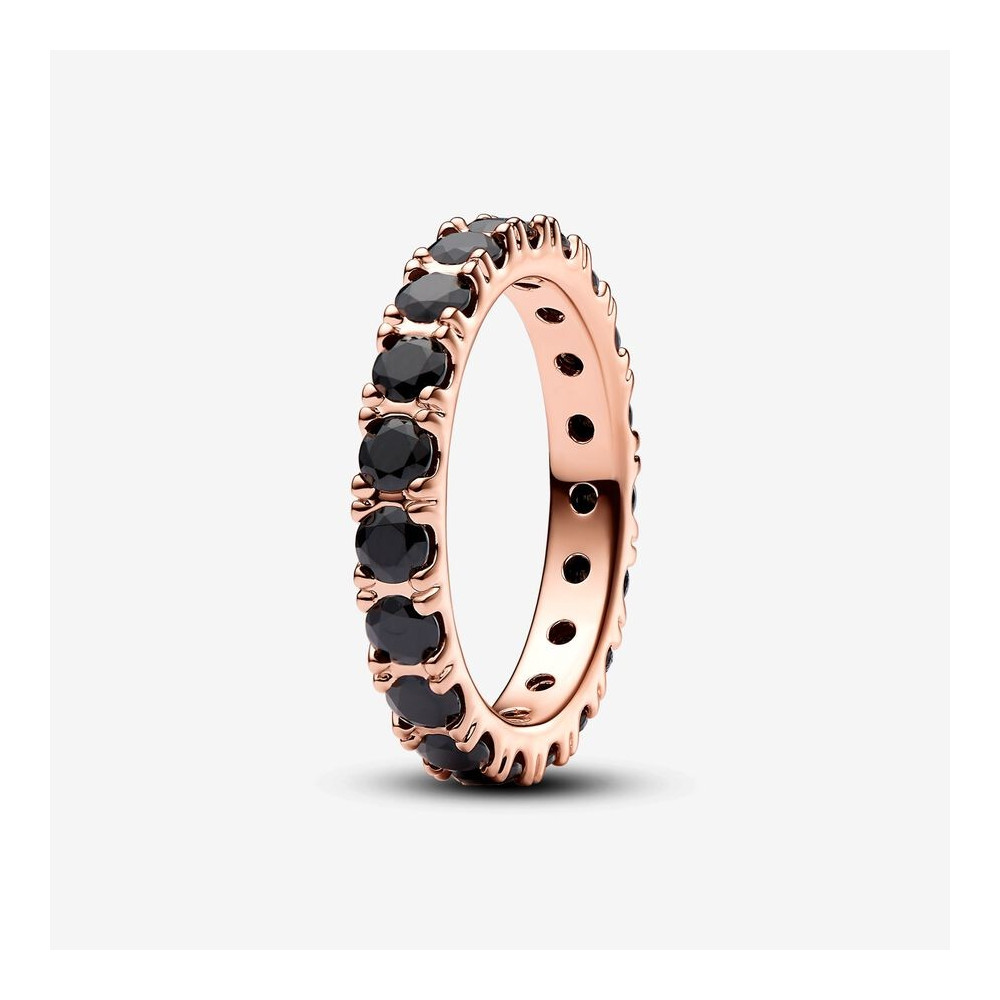 Bague Pandora Timeless, d'éternité noireà rangée scintillante, en métal doré or rose 585/1000, 180050C02