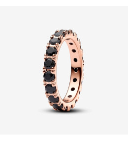 Bague Pandora Timeless, d'éternité noireà rangée scintillante, en métal doré or rose 585/1000, 180050C02