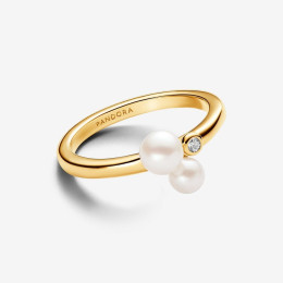 La Bague Pandora, perles de culture d'eau douce en duo, en métal doré or jaune 585/1000, 163156C01