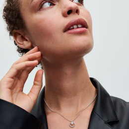 Le Collier Pandora Timeless, pavé avec perle de culture, en argent 925/1000, 393165C01-45