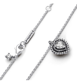 Le Collier pendentif Pandora Timeless, coeur halo scintillant, en argent 925/1000, 393099C01-45.