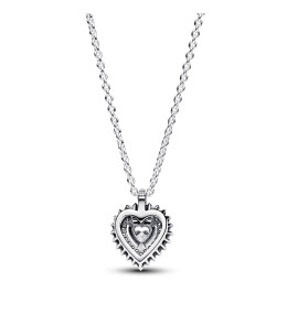 Le Collier pendentif Pandora Timeless, coeur halo scintillant, en argent 925/1000, 393099C01-45.