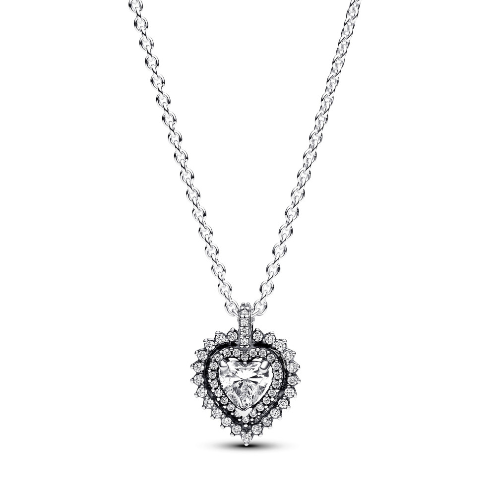 Collier pendentif Pandora Timeless, coeur halo scintillant, en argent 925/1000, 393099C01-45