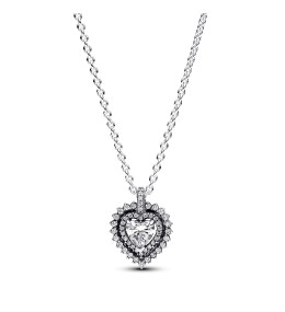 Collier pendentif Pandora Timeless, coeur halo scintillant, en argent 925/1000, 393099C01-45