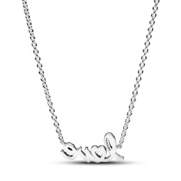 Le Collier Pandora moments, Chaîne Love en Lettres Cursives Scintillant, en argent 925/1000, 393076C01-45.