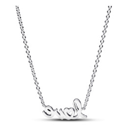 Le Collier Pandora moments, Chaîne Love en Lettres Cursives Scintillant, en argent 925/1000, 393076C01-45.