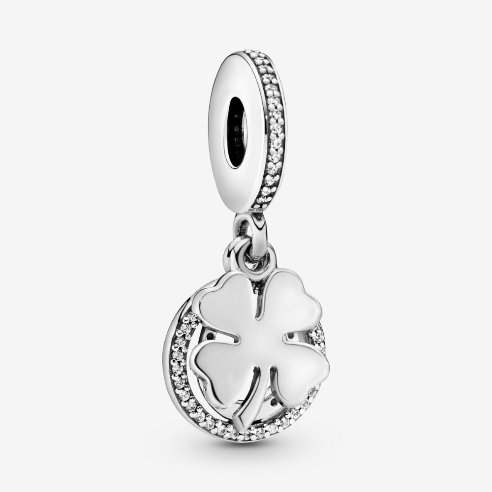 Charms - Bijoux - PANDORA - charm-pandora-pendant-trefle-a-quatre-feuilles-chance-en-argent-9251000-792089cz