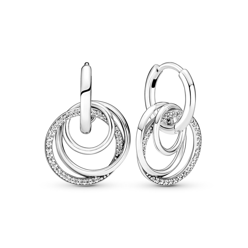 Boucles d'oreilles Pandora, Cercles Ma Famille Pour Toujours, en argent 925/1000 291156C01