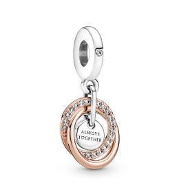 Charms - Bijoux - PANDORA - Charm Pandora moments, Famille toujours encerclée, en argent 925/1000 et doré or rose 585/1000, 7807