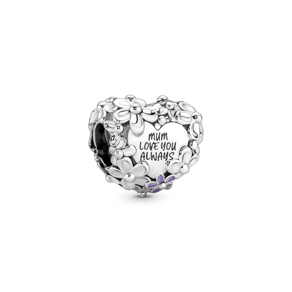 Charms - Bijoux - PANDORA - Charm Pandora moments, Coeur Maman Marguerite, en argent 925/1000 791155C01