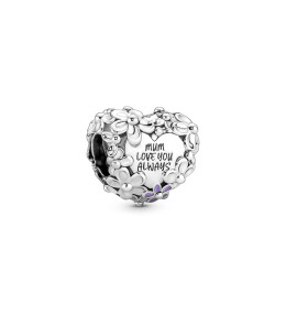 Charms - Bijoux - PANDORA - Charm Pandora moments, Coeur Maman Marguerite, en argent 925/1000 791155C01